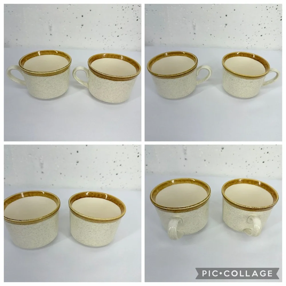 Vintage Mikasa Stone Manor Sun Circles Lot of 9 Coffee Tea Cups & Saucers